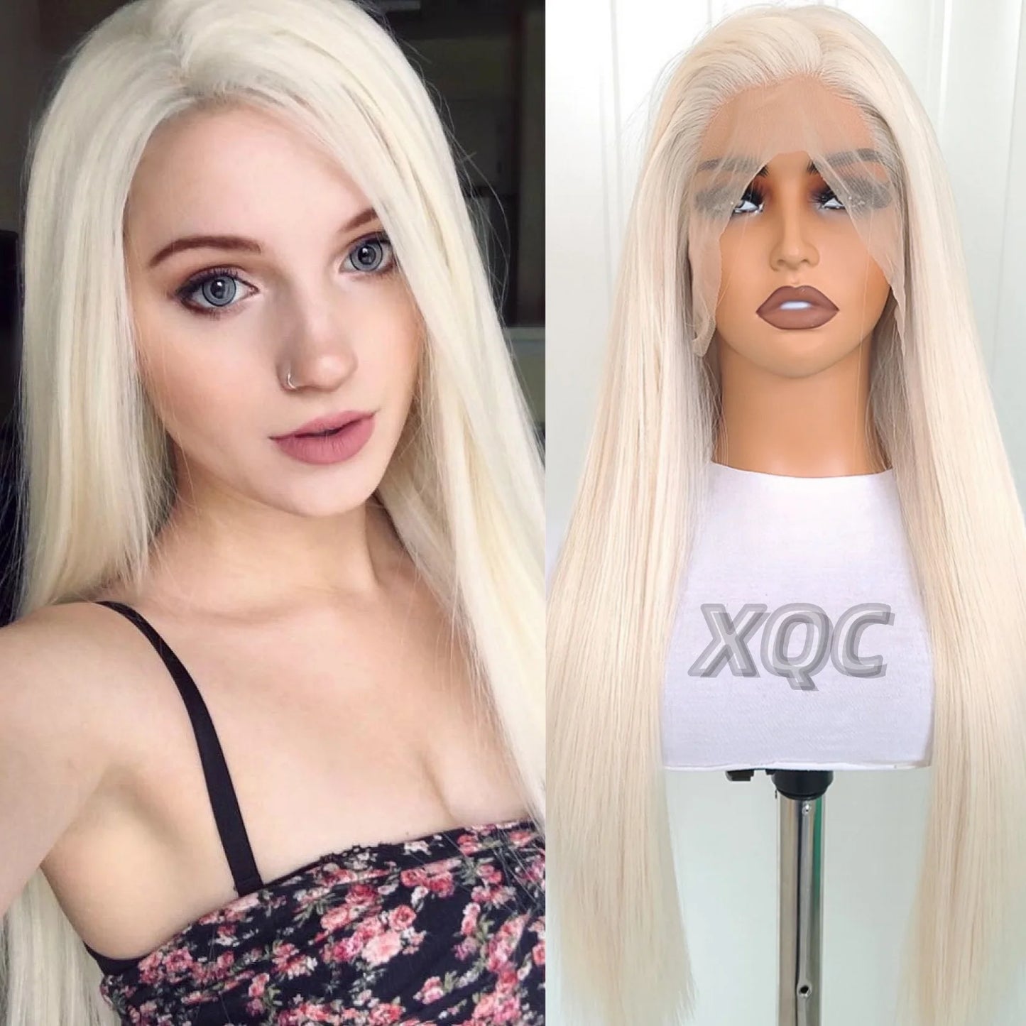 Blonde Wig Straight Synthetic Lace Front Wig Glueless Wig Long Blonde Synthetic Hair Lace Wigs for Women Platinum White Blonde