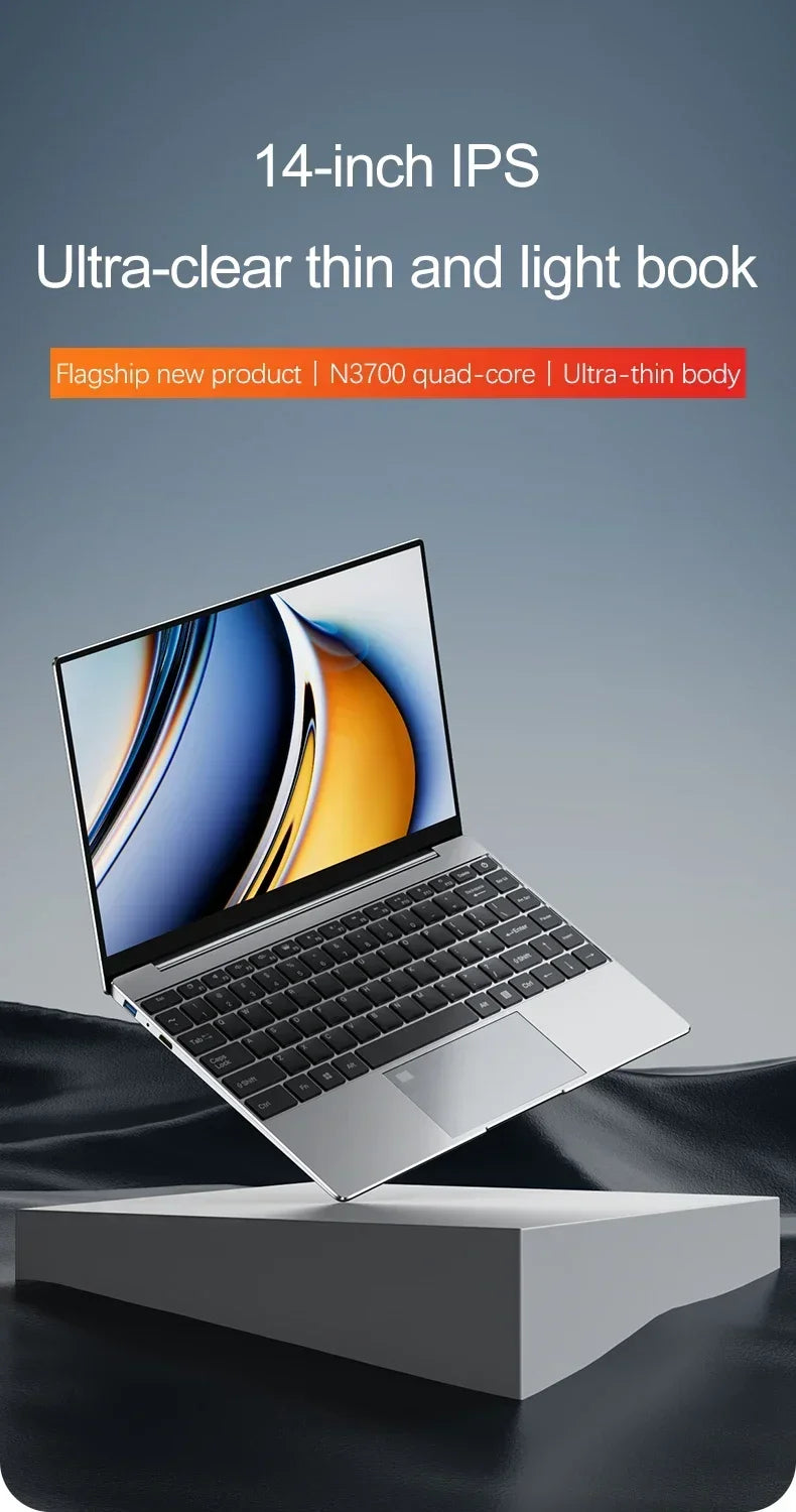 14.1 "ordinateur portable Ultra mince 16GB RAM 2 to SSD Intel N3700 ordinateur portable Gamer 1920*1080 affichage bureau étude ordinateur PC Windows 11 Pro