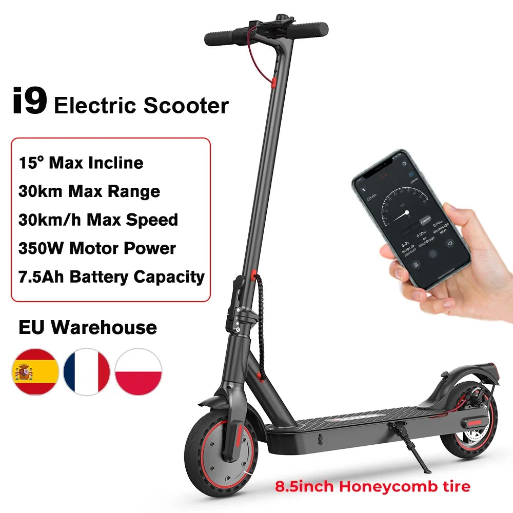 Scooter i9 Scooter électrique 350W Scooter pour adultes 7.5Ah 30 km/h pliable E scooter 8.5 pouces nid d'abeille pneu plus court électrique