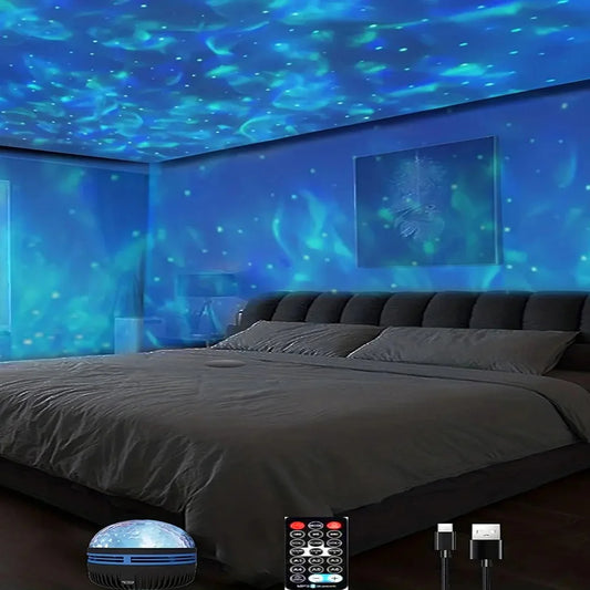 Projecteur d'étoiles et de galaxies, budgétaire de vagues d'eau et d'océan, veilleuse de chambre à coucher, décor de pièce avec des motifs de 7 couleurs, 1PC