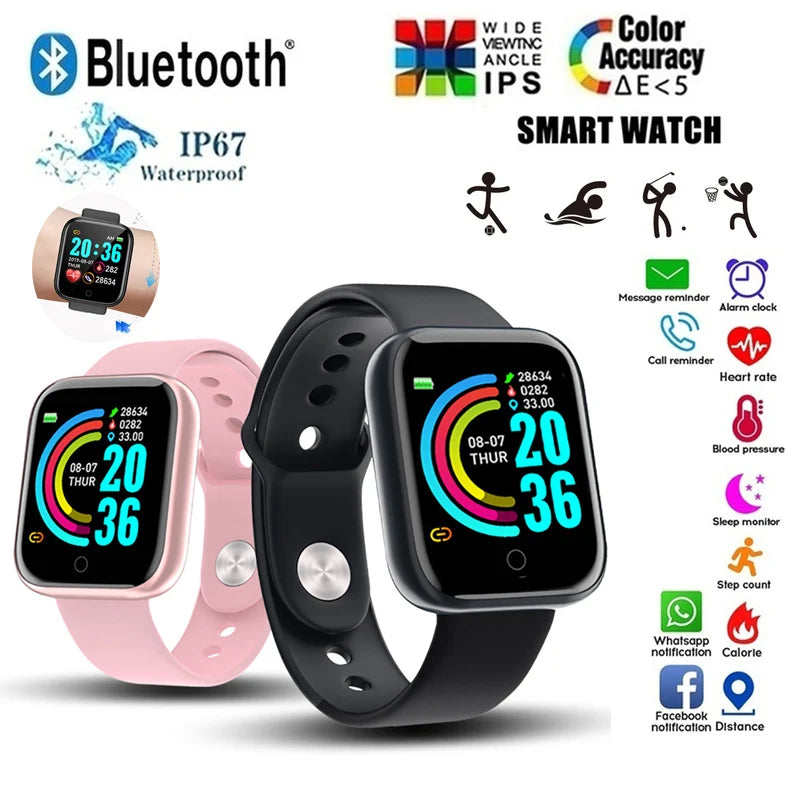 Moniteur de santé montre intelligente Y68 hommes montres de sport femmes Fitness Tracker Bracelet étapes calories Bluetooth montre-Bracelet D20 horloge