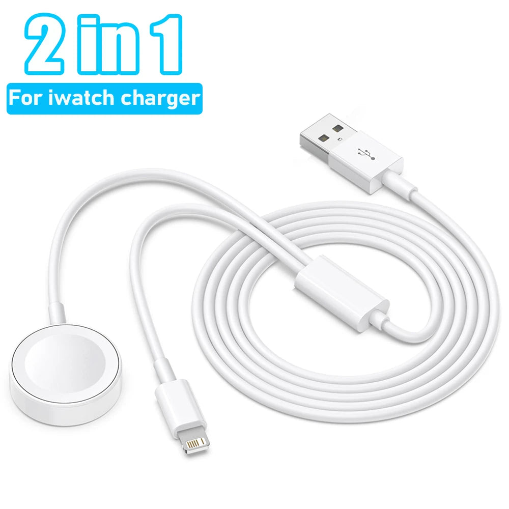 Câble 2 en 1 pour chargeur Apple Watch série 9 8 7 6 5 4 3, Station de charge Portable rapide USB pour iphone 14 13 12 11 Pro Max Plus