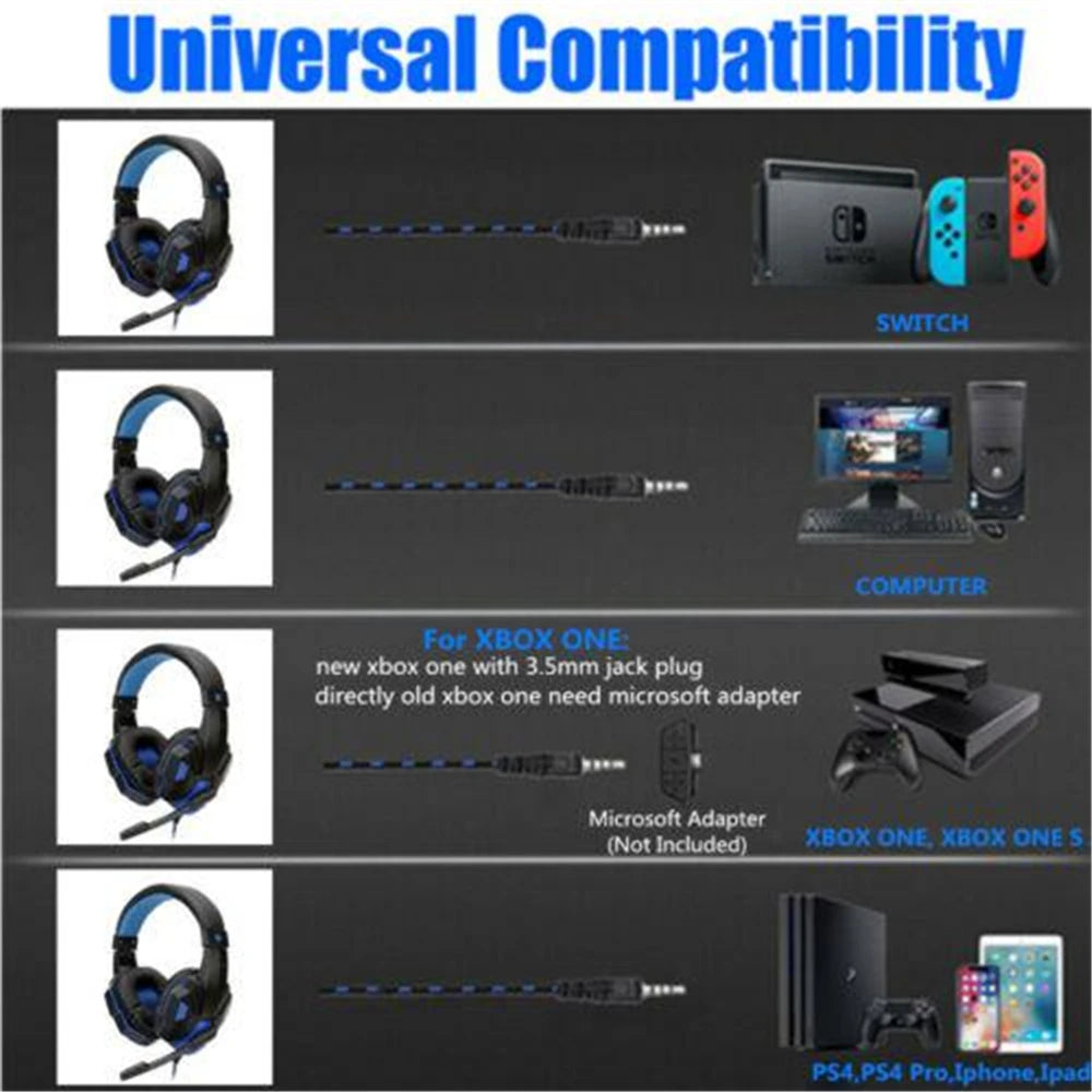 Gaming Headset Wired With Microphone For PC Computer PS4 PS5 Xbox Bass Foldable Earphone Headphone With Mic