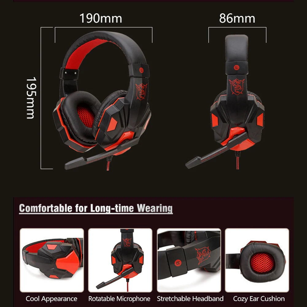 Gaming Headset Wired With Microphone For PC Computer PS4 PS5 Xbox Bass Foldable Earphone Headphone With Mic