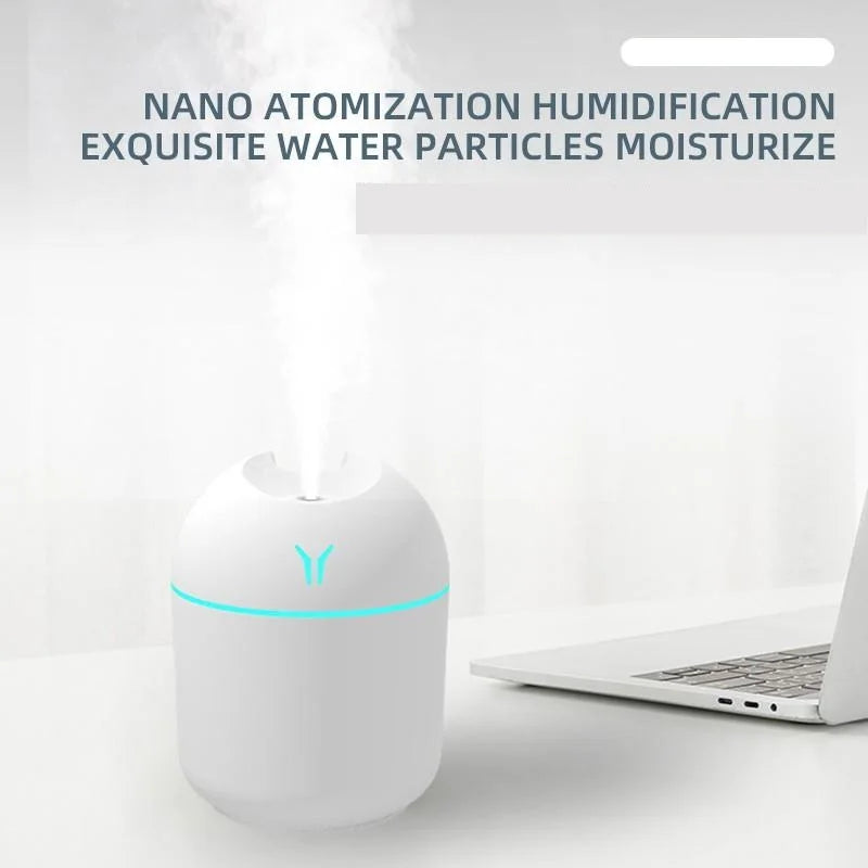 Mini humidificateur d'air USB, diffuseur d'huiles essentielles d'arôme pour la maison et la voiture, brumisateur muet à ultrasons, lampe de document LED, 250ml