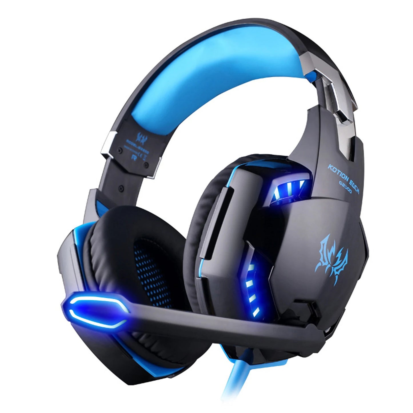 KOTION EACH G2000 Gaming Headset Deep Bass Stereo Game Headphone with Microphone LED Light Soft Memory Earmuffs for PC Laptop