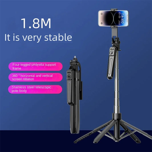 FANGTUOSI-Trépied Selfie Stick pour Smartphone, Stabilisateur de Déterminer, Télécommande Bluetooth, Visiteur Intelligent pour Tiktok, Nouveau, 180cm