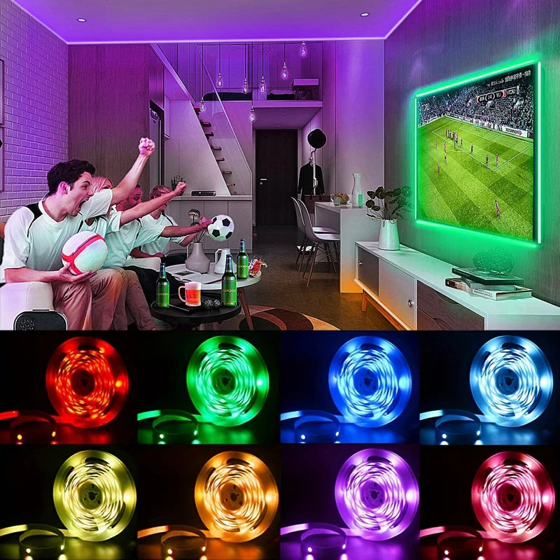 Bande lumineuse LED pour rétroéclairage TV, ruban flexible, USB, 5V, 3 touches de contrôle, décoration de fête à la maison