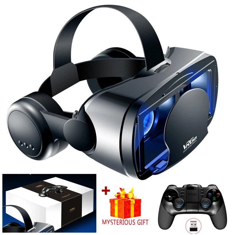 Casque de réalité virtuelle 3D VR, lunettes intelligentes, casque pour Smartphones, téléphone portable, objectifs de 7 pouces, jumelles avec contrôleurs