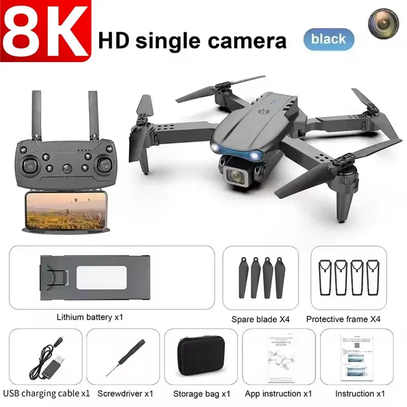 E99 Pro RC Drone pliable 8K HD double caméra photographie aérienne quadrirotor flux optique positionnement maintien d'altitude Drone jouets cadeau