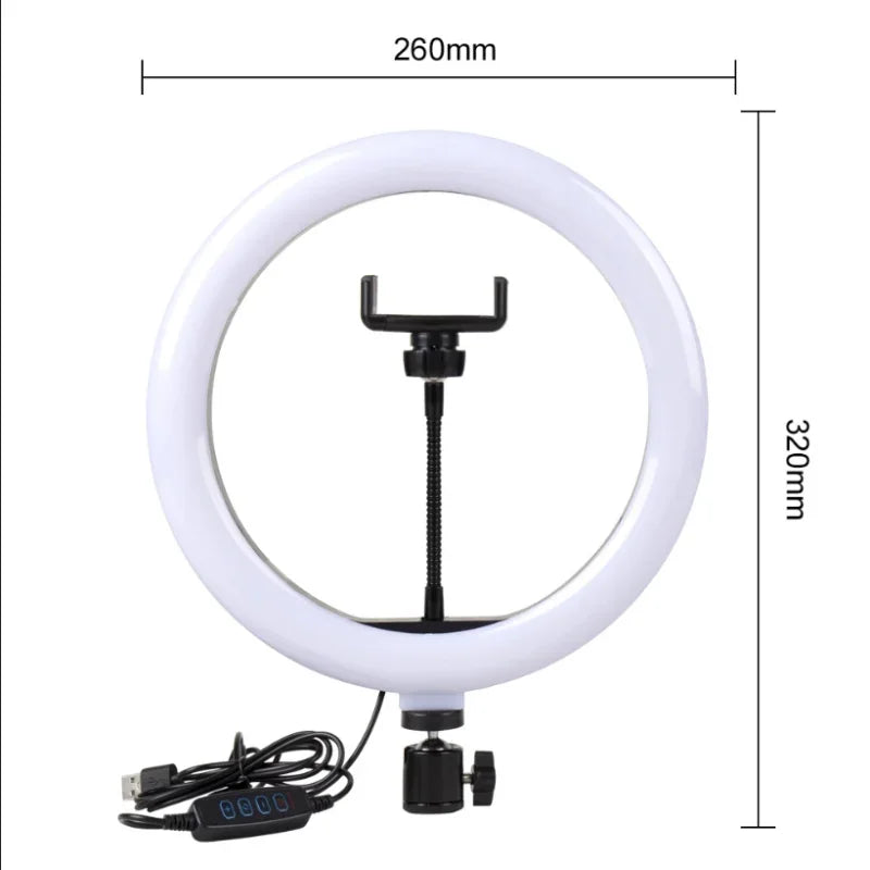 8/10inch Selfie Ring Light RGB Tripod Phone Stand Holder Photography RingLight Circle Fill Light Led Color Lamp Trepied Makeup