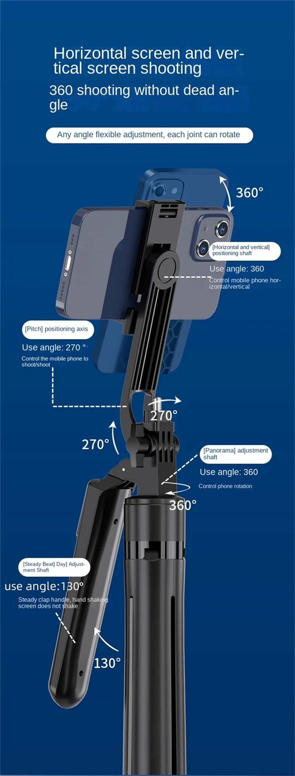 FANGTUOSI-Trépied Selfie Stick pour Smartphone, Stabilisateur de Déterminer, Télécommande Bluetooth, Visiteur Intelligent pour Tiktok, Nouveau, 180cm