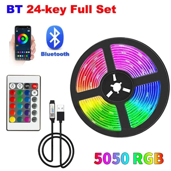 Led Tape 5V 5050 Usb Rgb Led Strip Light For Room Tv Smart Bluetooth Led Backlight 5M 10 Meter Ice String Led Wall Room Decor