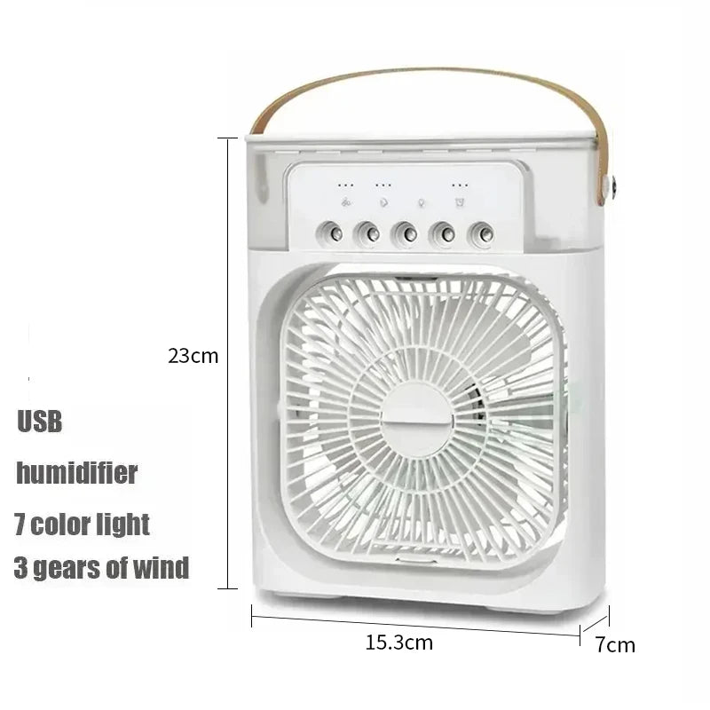 Mini ventilateur humidificateur portable 3 en 1, USB, veilleuse LED, brumisateur d'eau, refroidisseur d'air amusant pour la maison