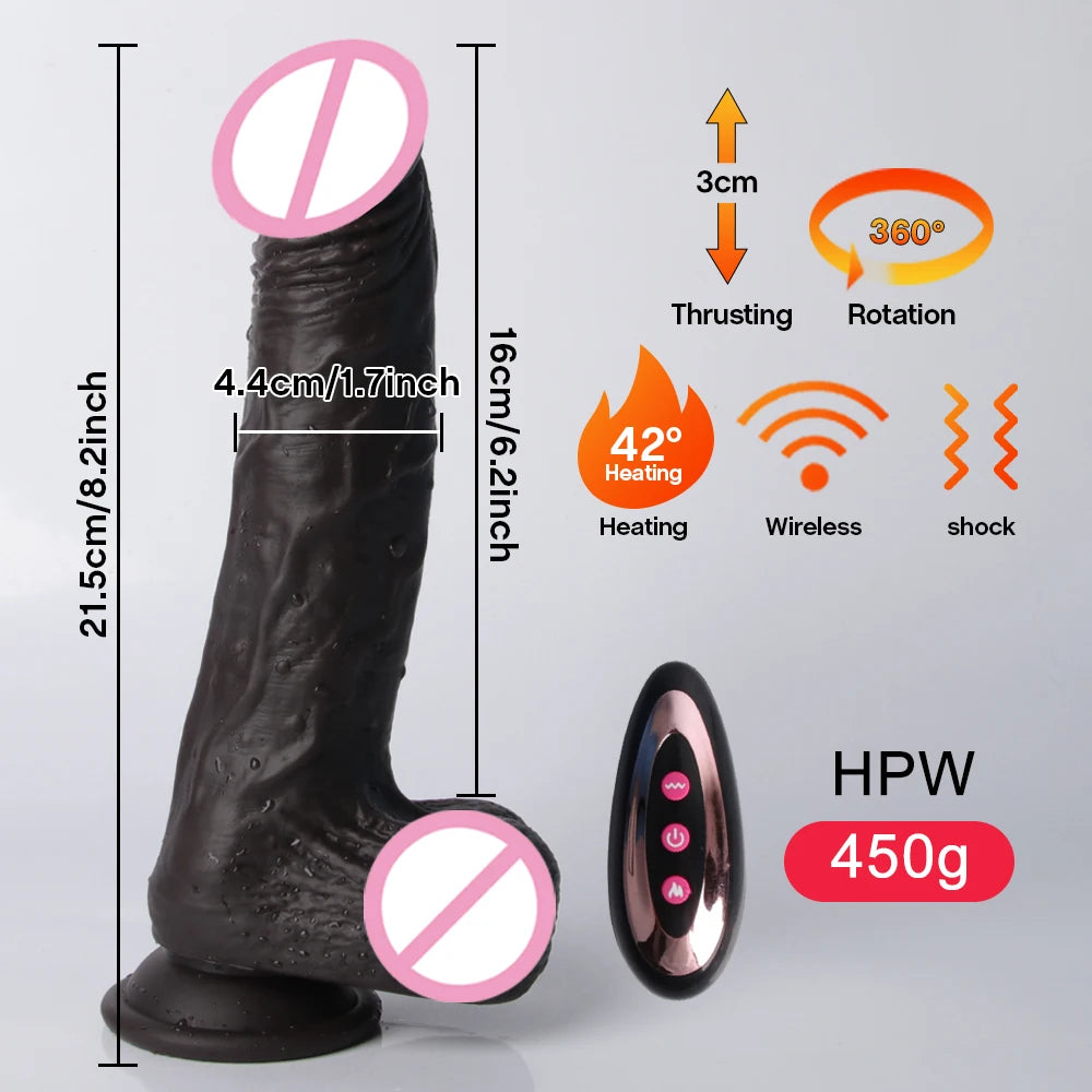 Gode vibrateur télescopique automatique, contrôle sans fil, pénis rotatif, godes anaux réalistes, ventouse, gros coq, jouet sexuel pour femmes