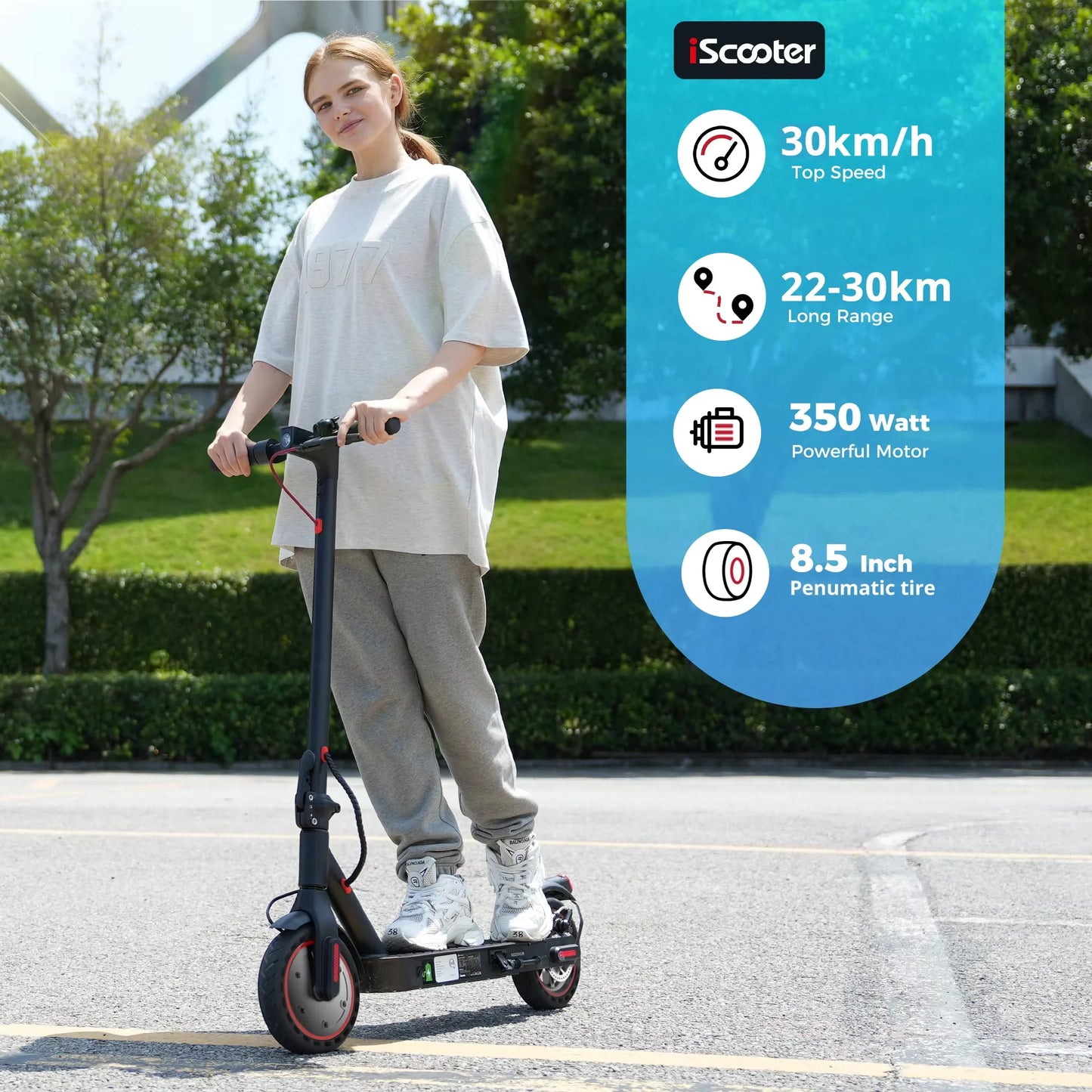 Scooter i9 Scooter électrique 350W Scooter pour adultes 7.5Ah 30 km/h pliable E scooter 8.5 pouces nid d'abeille pneu plus court électrique