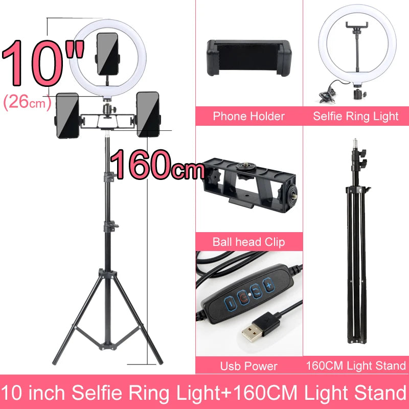 Ring Lights Three Color Temperature in10 inches 12inches and 14inches Set