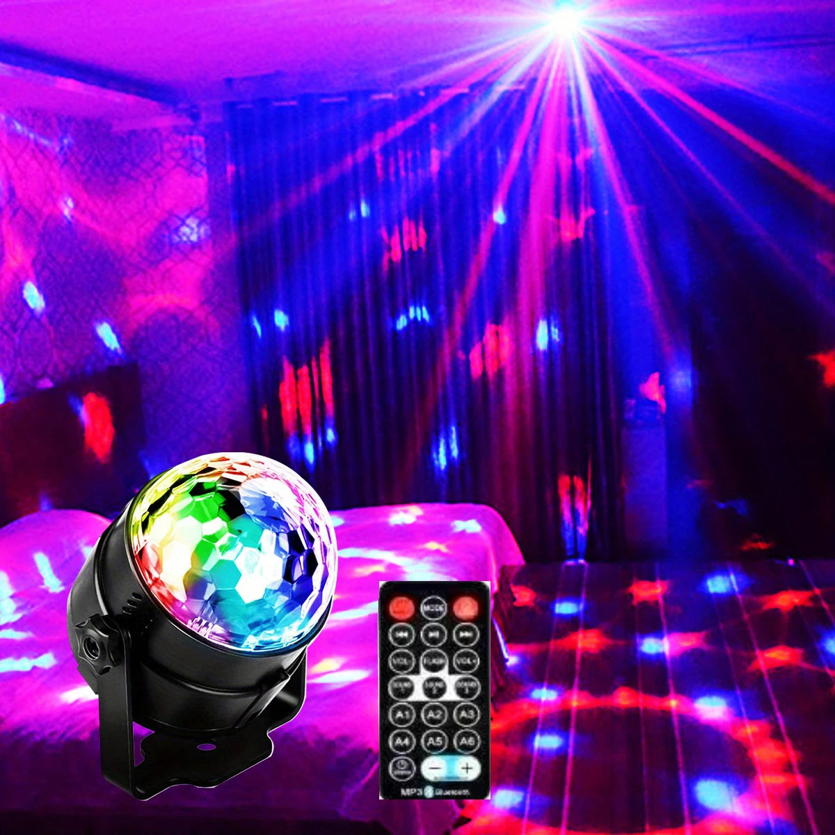 Veilleuses DJ Chang Ball, activé par le son, lampe stroboscopique de scène rotative RVB, décoration de la maison et de la chambre, anniversaire, fêtes séparés antes de mariage, 1PC