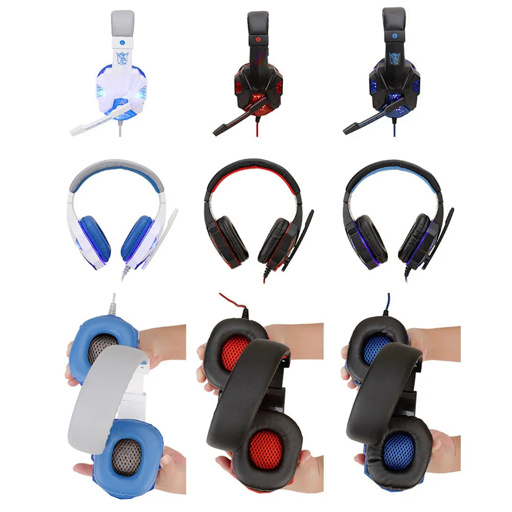 Écouteurs de jeu filaires à lumière LED, avec Microphone, casque de Gamer antibruit, pour PC, ordinateur portable, PS4, PS5, Xbox