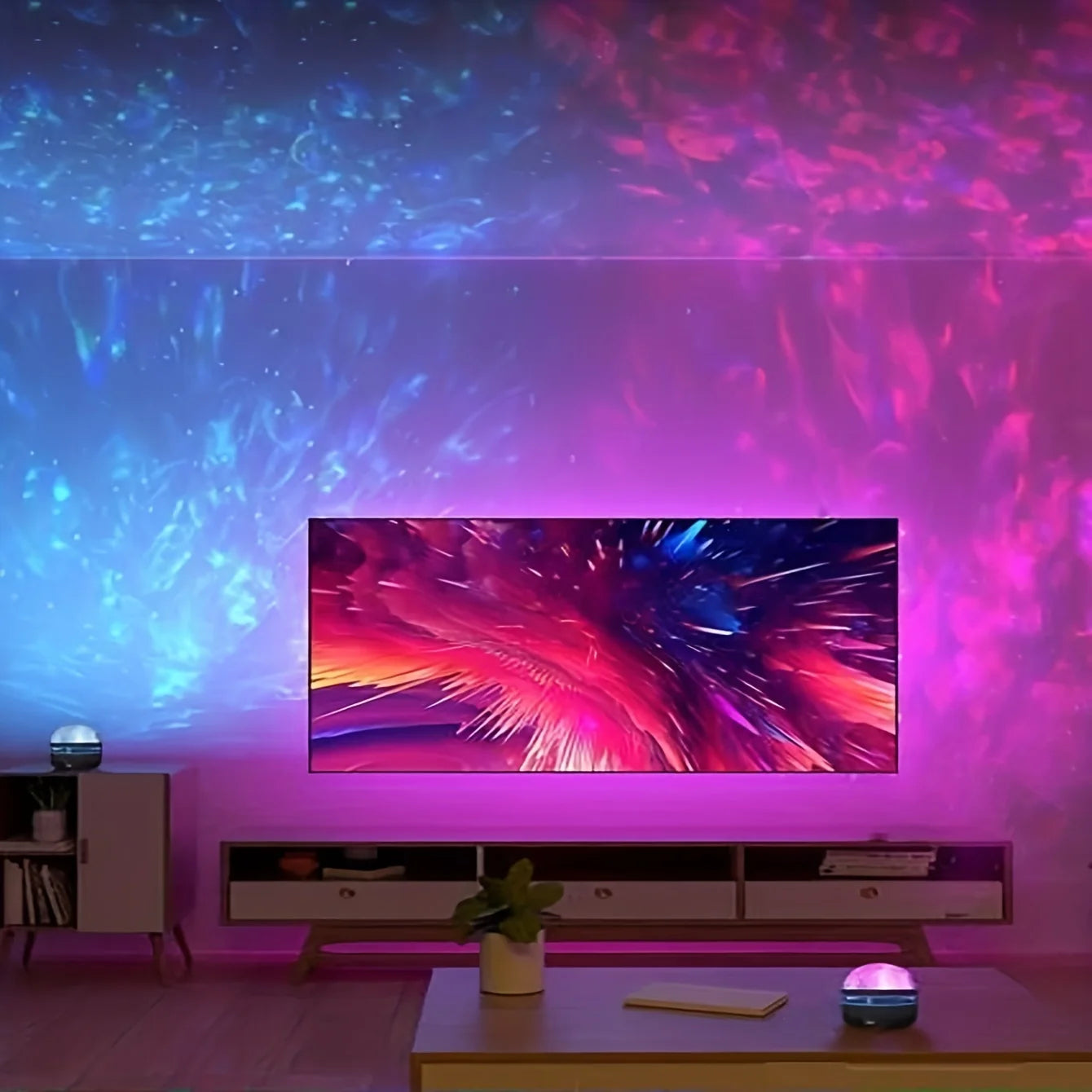 Projecteur d'étoiles et de galaxies, budgétaire de vagues d'eau et d'océan, veilleuse de chambre à coucher, décor de pièce avec des motifs de 7 couleurs, 1PC