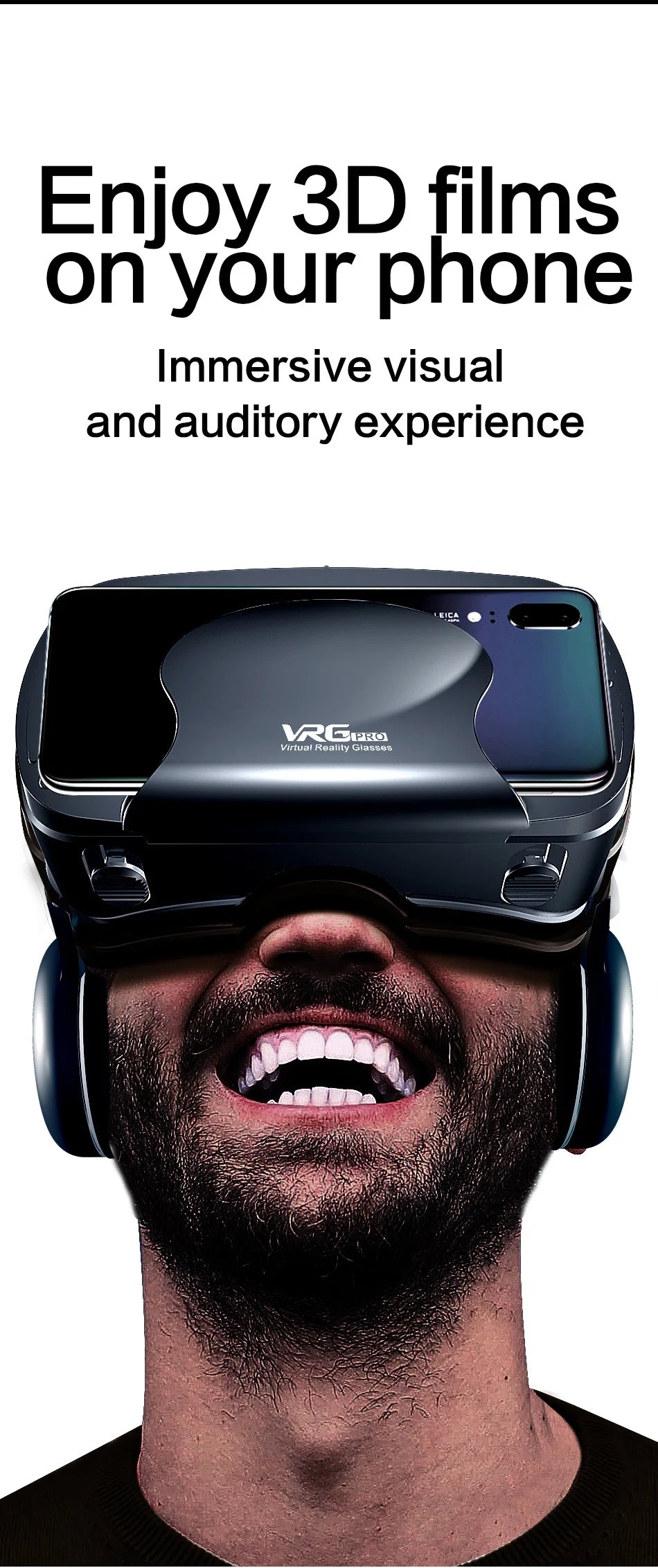 Casque de réalité virtuelle 3D VR, lunettes intelligentes, casque pour Smartphones, téléphone portable, objectifs de 7 pouces, jumelles avec contrôleurs