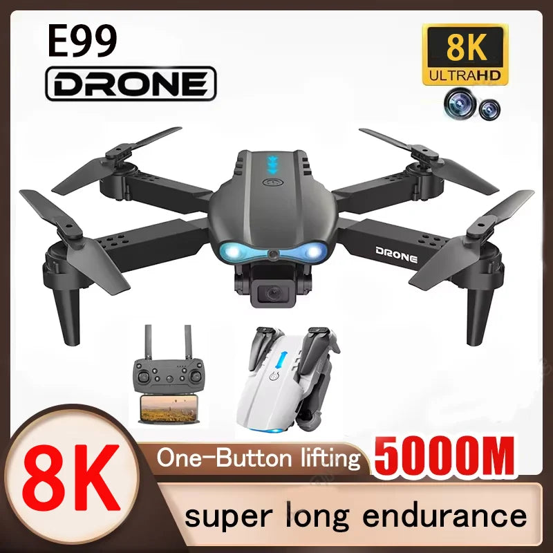 E99 Pro RC Drone pliable 8K HD double caméra photographie aérienne quadrirotor flux optique positionnement maintien d'altitude Drone jouets cadeau