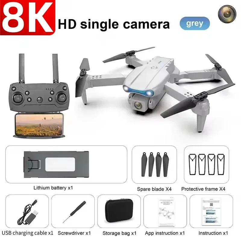 E99 Pro RC Drone pliable 8K HD double caméra photographie aérienne quadrirotor flux optique positionnement maintien d'altitude Drone jouets cadeau