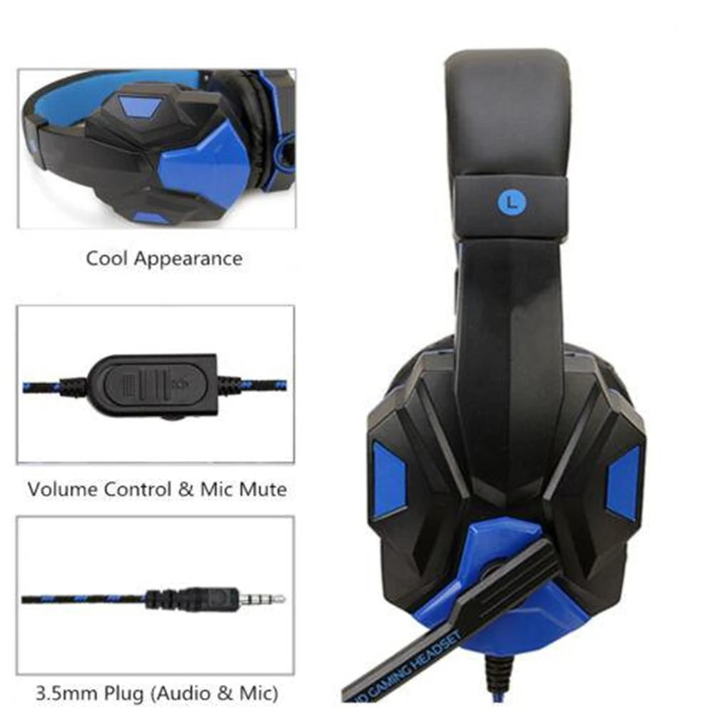 Gaming Headset Wired With Microphone For PC Computer PS4 PS5 Xbox Bass Foldable Earphone Headphone With Mic