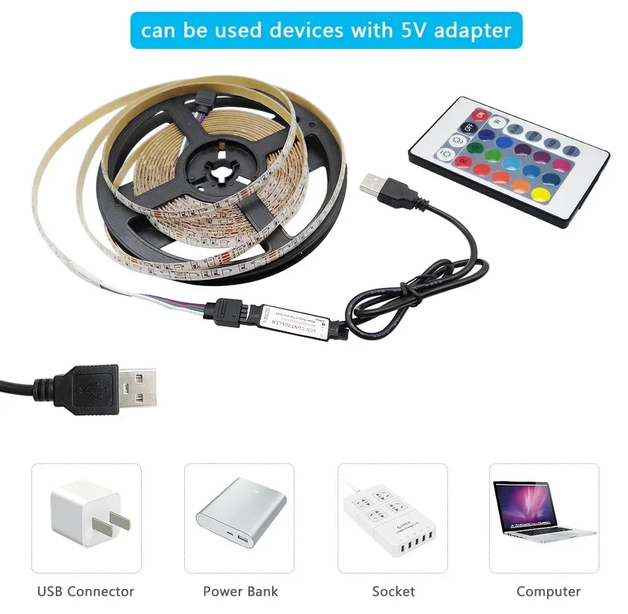 Led Tape 5V 5050 Usb Rgb Led Strip Light For Room Tv Smart Bluetooth Led Backlight 5M 10 Meter Ice String Led Wall Room Decor