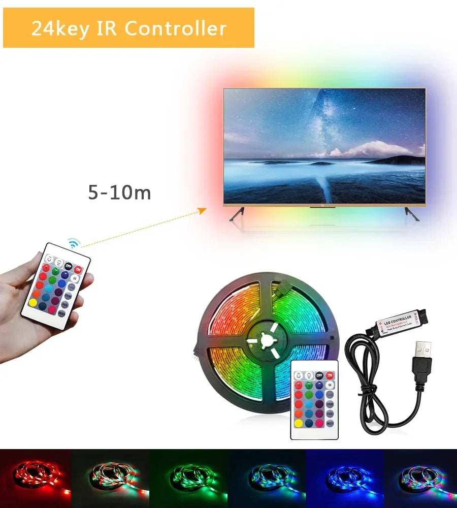 Led Tape 5V 5050 Usb Rgb Led Strip Light For Room Tv Smart Bluetooth Led Backlight 5M 10 Meter Ice String Led Wall Room Decor