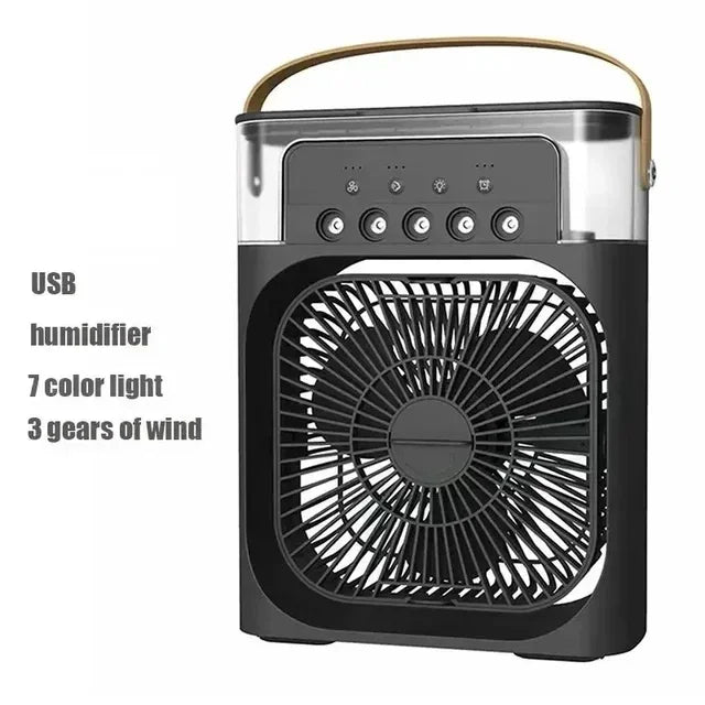 Mini ventilateur humidificateur portable 3 en 1, USB, veilleuse LED, brumisateur d'eau, refroidisseur d'air amusant pour la maison