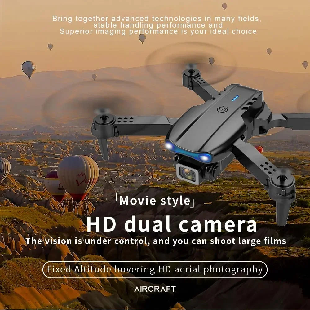 E99 Pro RC Drone pliable 8K HD double caméra photographie aérienne quadrirotor flux optique positionnement maintien d'altitude Drone jouets cadeau