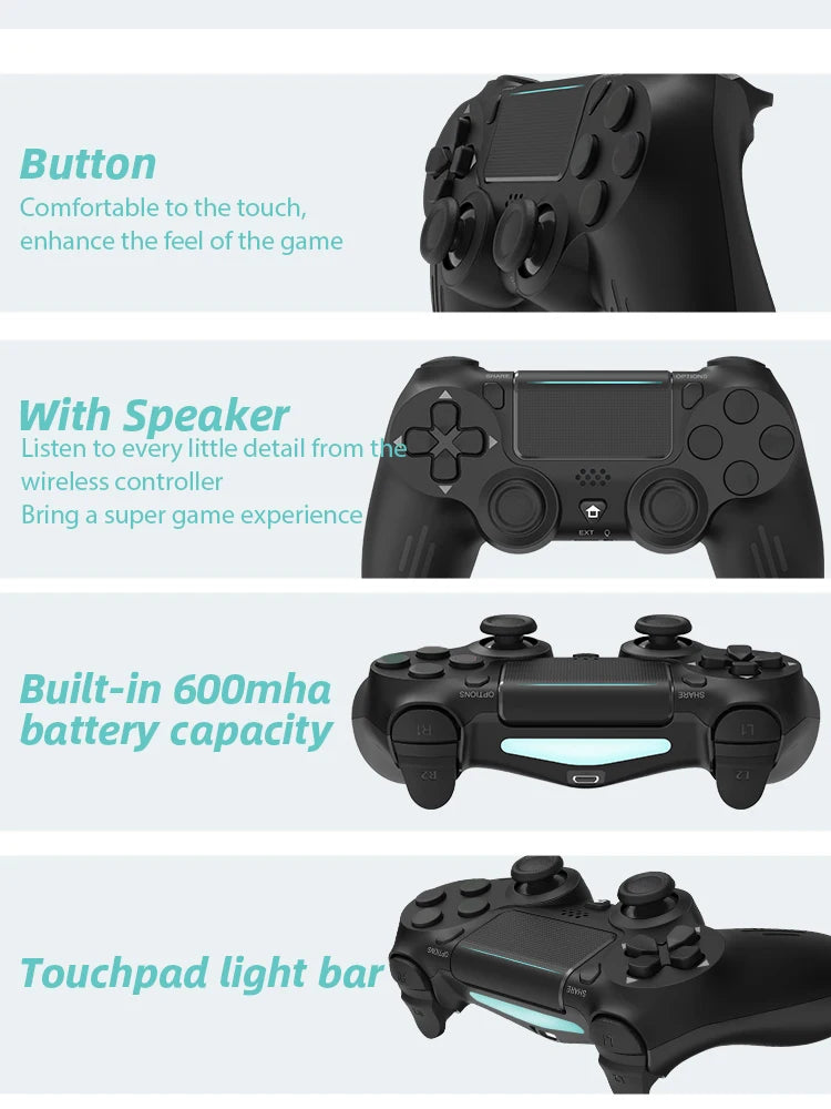 Manette de jeu sans fil Bluetooth pour PS4/Slim/Pro, Joystick à double Vibration pour PC, pour IOS/Android