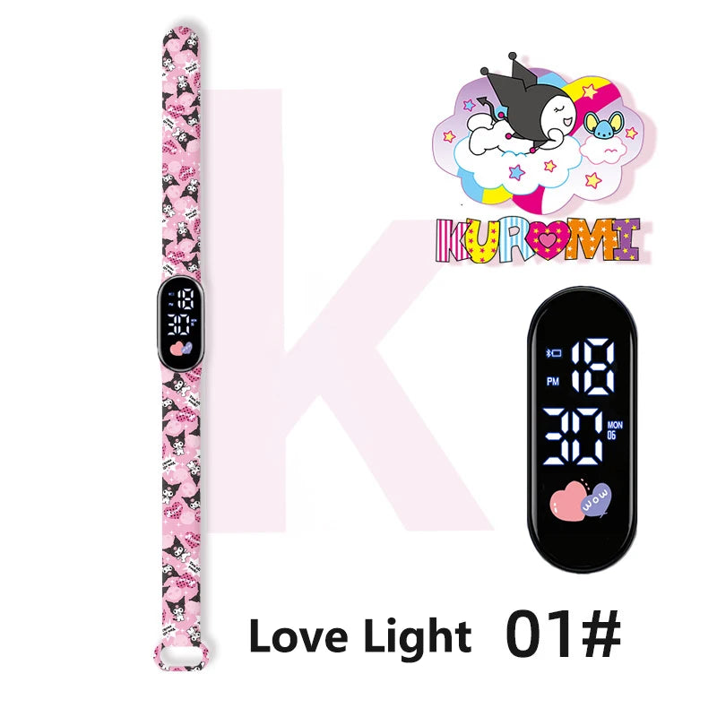 MINISO Kuromi Girls Watches for Kids Sport Wristband Touch Bracelet Waterproof Children Digital Watch Women Clock relogio montre