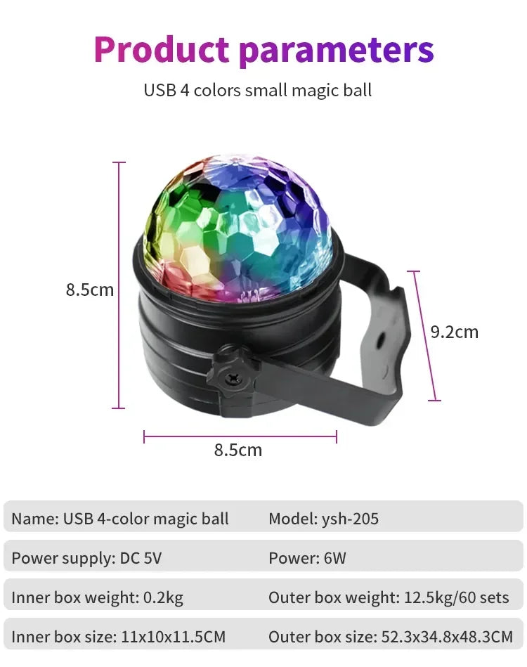 Lumière de scène LED rotative Chang, stroboscope boule DJ, télécommande, contrôle du son, voiture de danse magique, cadeau de Noël RVB, lampe de spectacle laser de club de fête