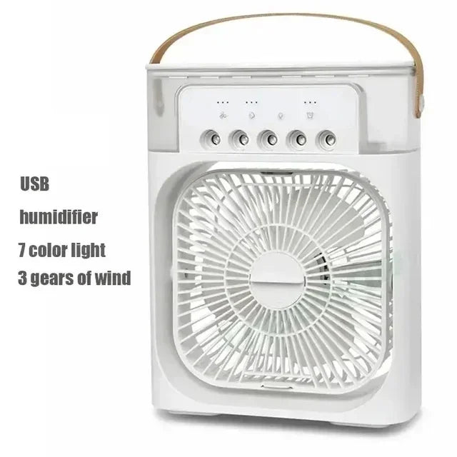 Mini ventilateur humidificateur portable 3 en 1, USB, veilleuse LED, brumisateur d'eau, refroidisseur d'air amusant pour la maison