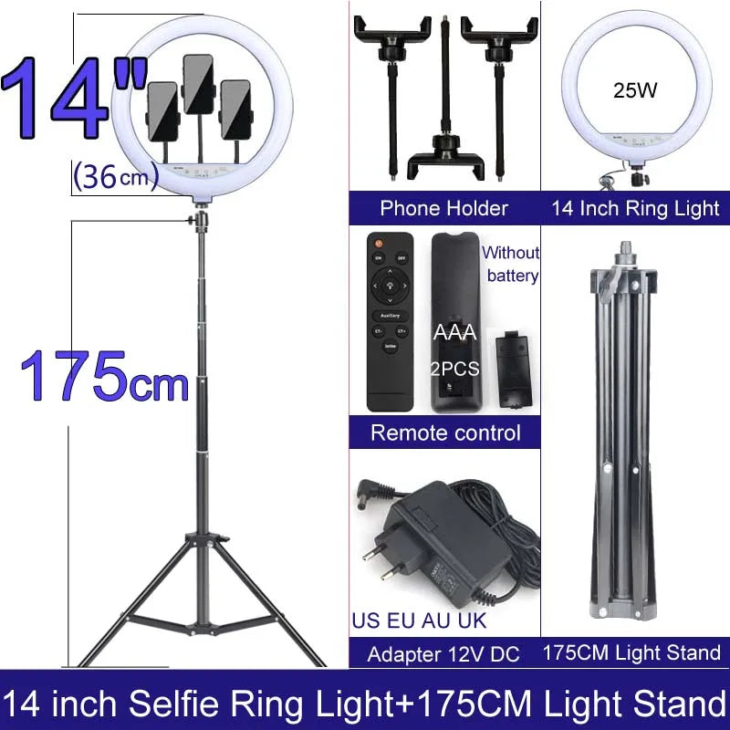 Ring Lights Three Color Temperature in10 inches 12inches and 14inches Set