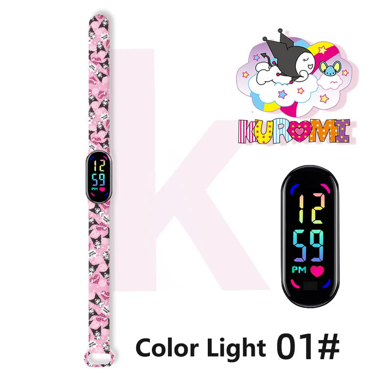 MINISO Kuromi Girls Watches for Kids Sport Wristband Touch Bracelet Waterproof Children Digital Watch Women Clock relogio montre