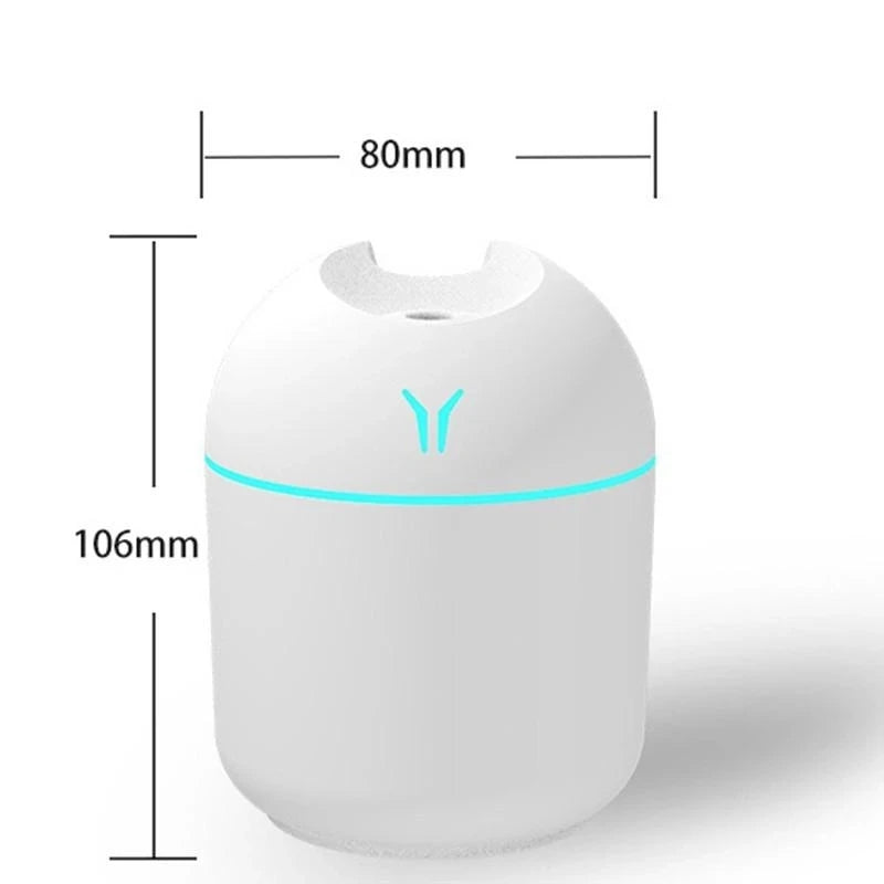 Mini humidificateur d'air USB, diffuseur d'huiles essentielles d'arôme pour la maison et la voiture, brumisateur muet à ultrasons, lampe de document LED, 250ml