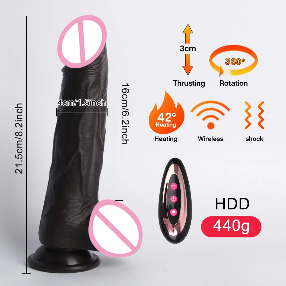 Gode vibrateur télescopique automatique, contrôle sans fil, pénis rotatif, godes anaux réalistes, ventouse, gros coq, jouet sexuel pour femmes