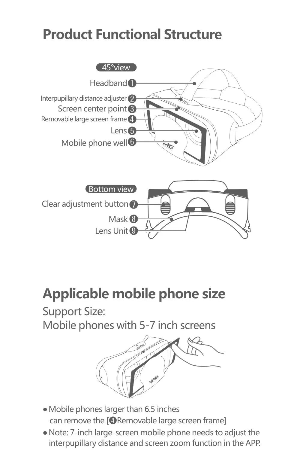 Casque de réalité virtuelle 3D VR, lunettes intelligentes, casque pour Smartphones, téléphone portable, objectifs de 7 pouces, jumelles avec contrôleurs