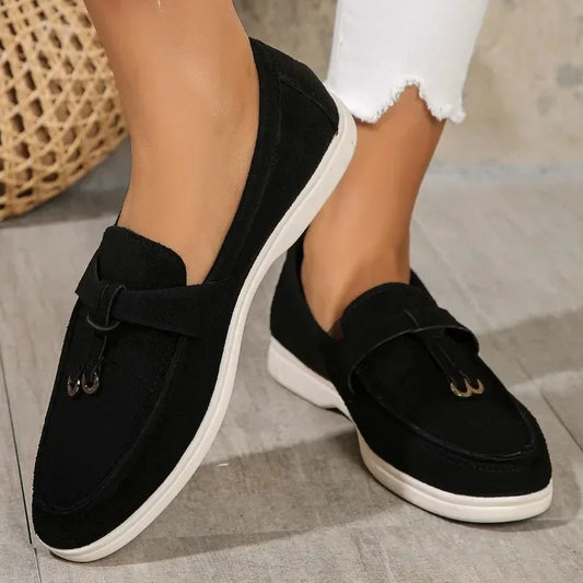 2024 New Women Loafers Slip on Ladies Flats Brand Spring Autumn Casual Flat Shoes Leather Cashmere Single Shoes Plus Size 43