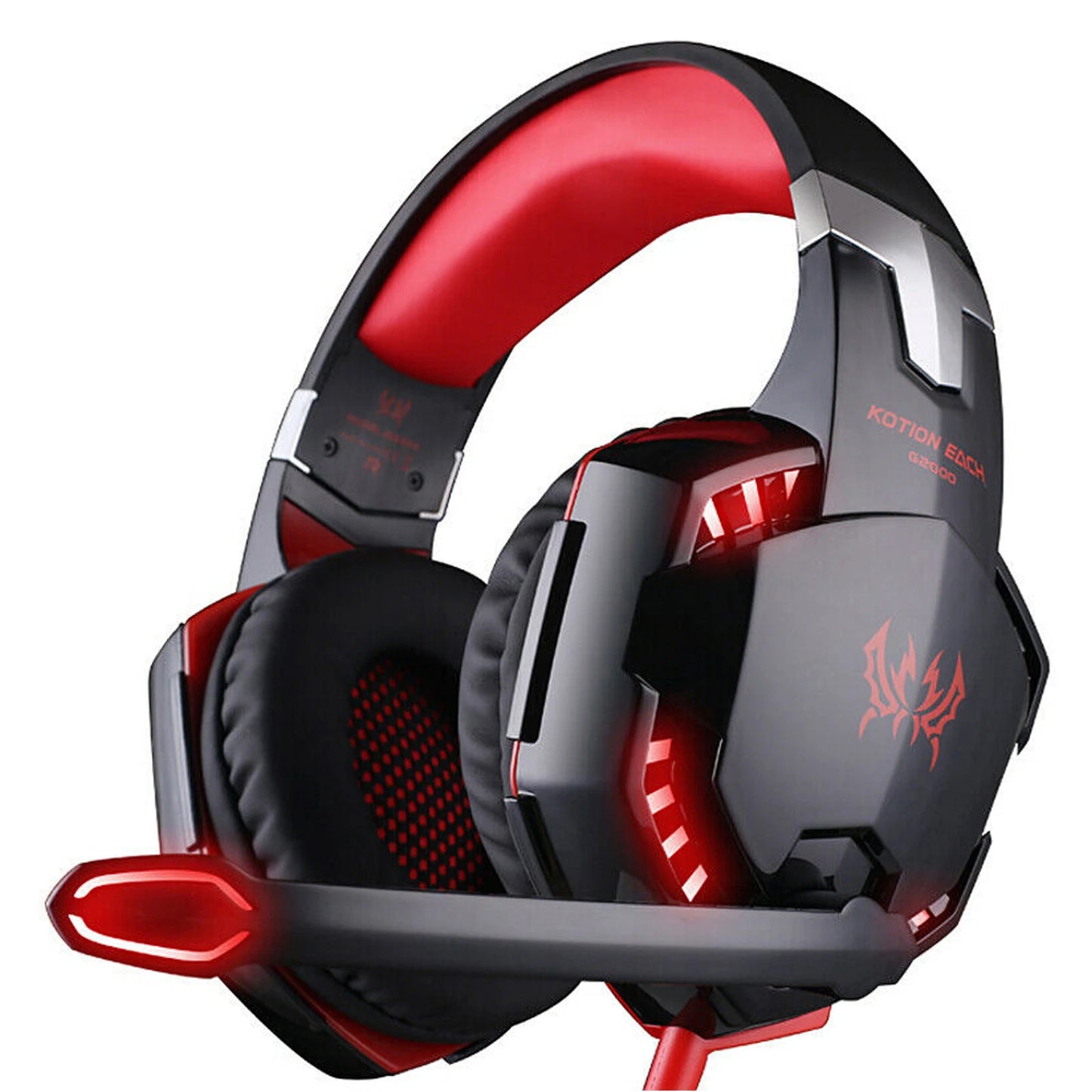 KOTION EACH G2000 Gaming Headset Deep Bass Stereo Game Headphone with Microphone LED Light Soft Memory Earmuffs for PC Laptop