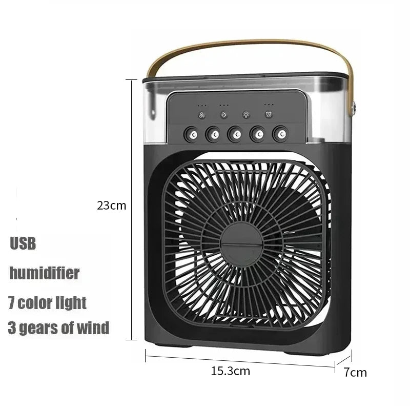 Mini ventilateur humidificateur portable 3 en 1, USB, veilleuse LED, brumisateur d'eau, refroidisseur d'air amusant pour la maison